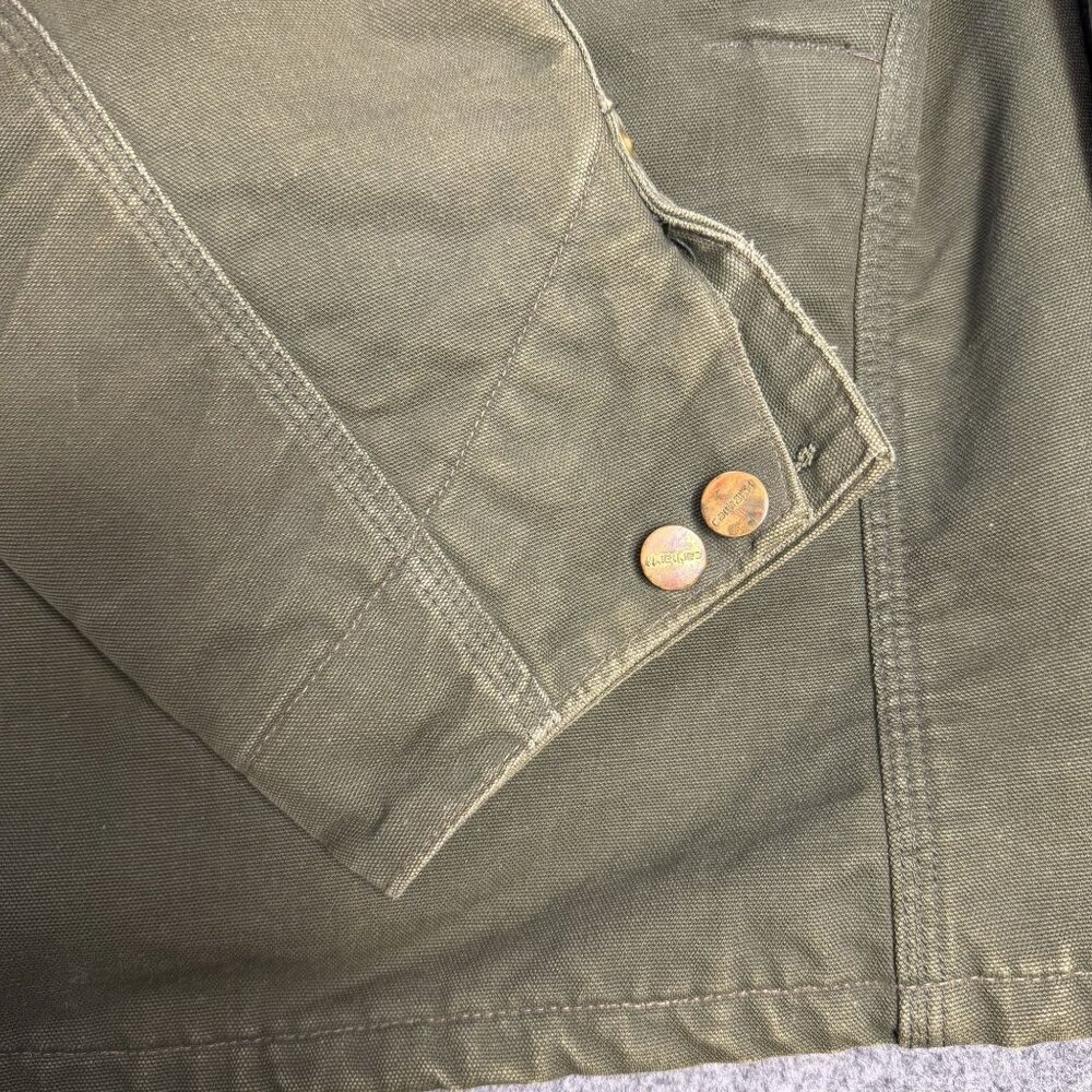 Vintage Carhartt CB104 Olive Green 50 USA 2X Work chore Jacket Blanket Lined Coa - Picture 8 of 16